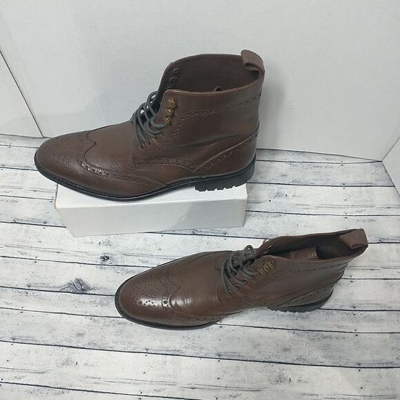 Anthony Veer Mens Grant Wingtip Leather Dress Boot Dark Brown SZ 11 - Picture 4 of 9